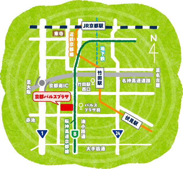 地図：京都パルスプラザ周辺マップ